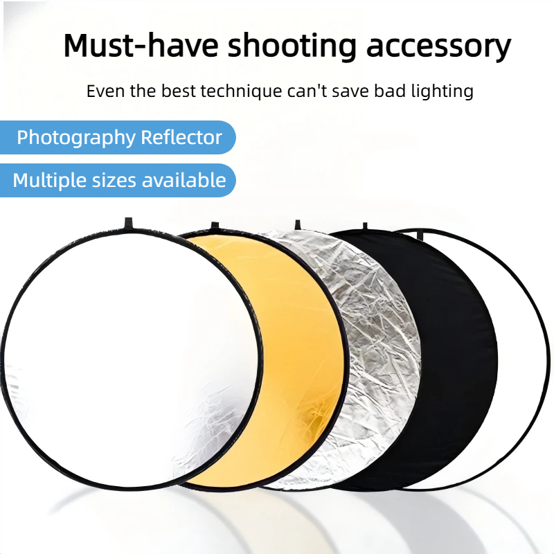 Photography Lighting Kit Portable - 2-in-1 dubbelzijdige goud-zilveren reflector, draagbaar opvouwbaar