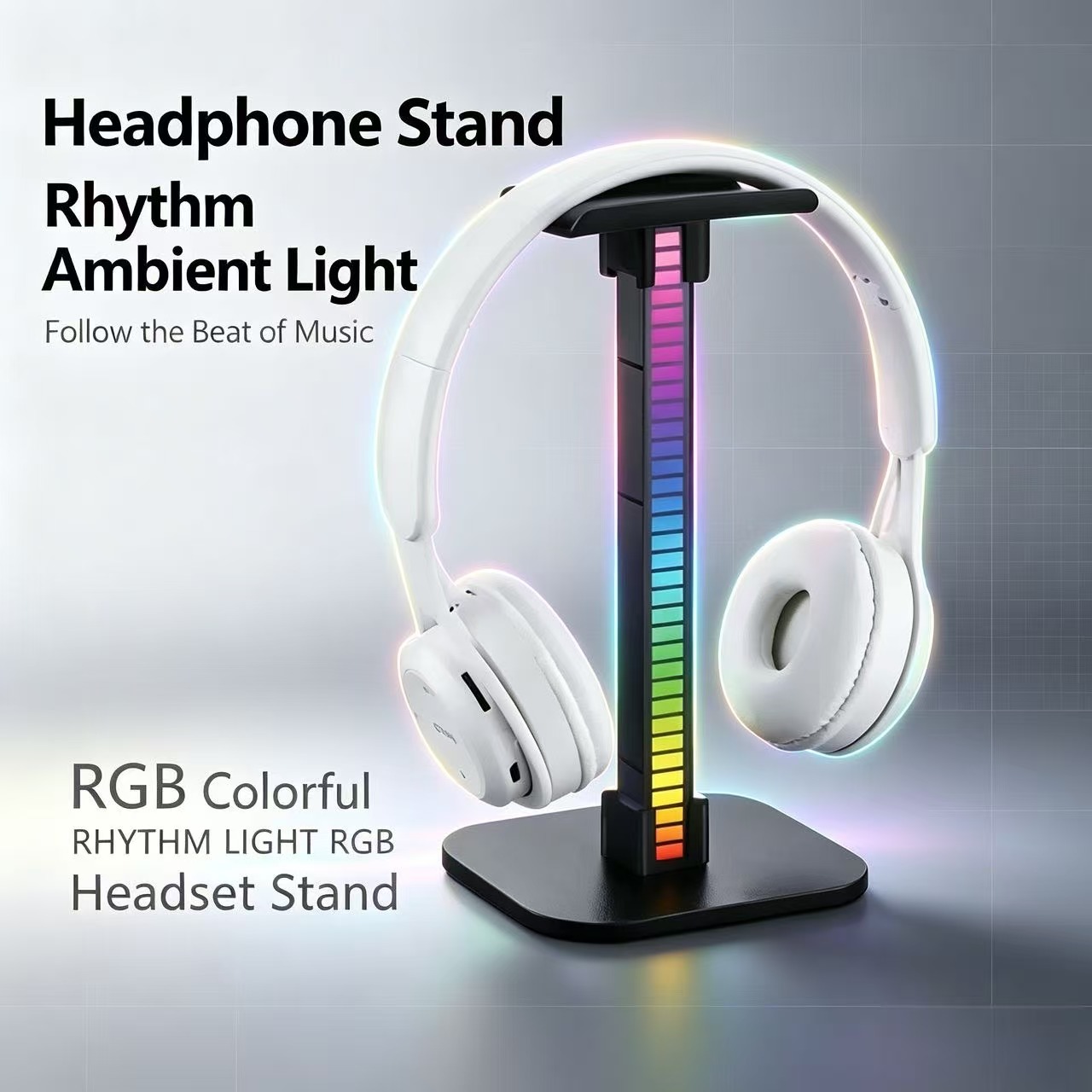 Photography Lighting Game - USB Gaming Hoofdtelefoonstandaard met RGB-ritmelicht, afneembare